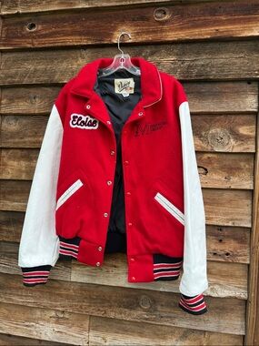 Vintage dehen wool jacket leather sleeves Eloise